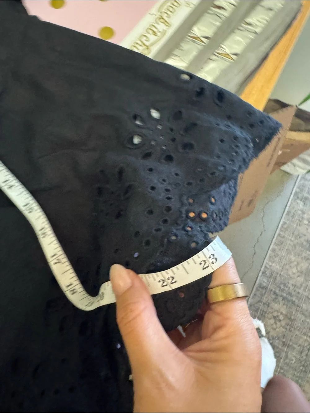 NEW J. Crew Embroidered Eyelet Top Black Linen Scalloped Trim Loose Size M